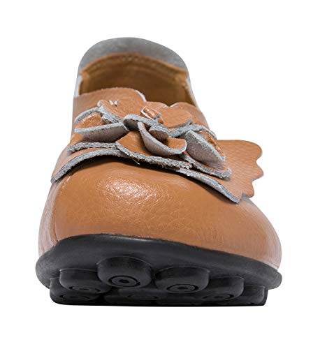 Image of Women's Slip-On Loafers, Comfortable Leather Walking Flats with Memory Foam Insole, Anti-Slip Casual Shoes for Work Office Driving
