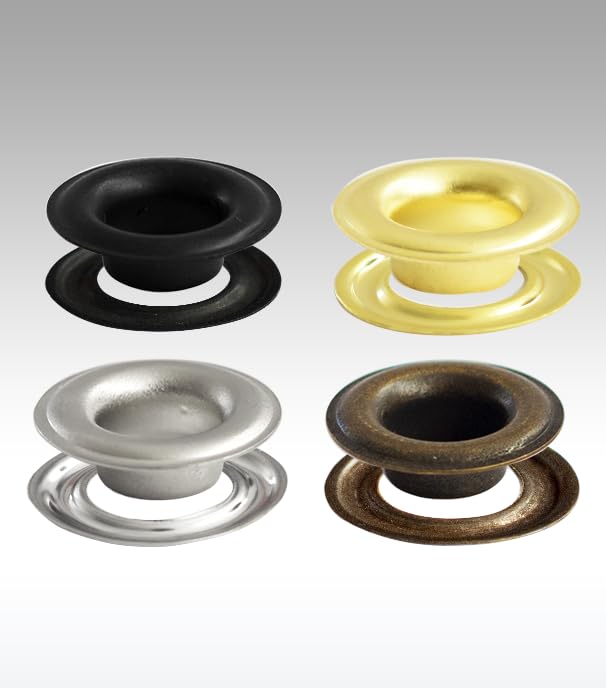 Micron Self-Piercing Grommets & Washers, #3 (7/16" ID), Brass Plated Iron, 500-Set Bulk Pack, Heavy Duty for Tarps, Banners, Vinyl & Fabric