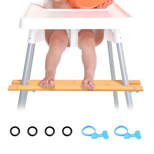 1Pack Baby High Chair Footrest Adjustable Height Non-Slip Baby Pedal Sturdy Structure Natural Bamboo with Rubber Ring Compatible for Most Highchairs (wood-C)