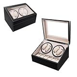 Mcbazel Automatic Watch Winder Box with 4 Watch Winder & 6 Extra Storage Space,Multifunction Organized Watch Display 4+6 Storage