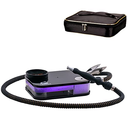 Portable Travel Hookah Set Book Acrylic Hookah with Silicone Hookah Bowl Silk Hookah Hose Coal Tongs,Hookah Set with Remoted LED Light and Storage Bag
