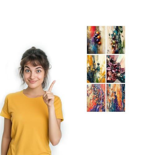 Image of SiddArtify Abstract Floral Wall Art Prints Set - Textured Oil Painting Poster Decor for Living Room Bedroom Office - Set of 2-4x6 Inch - Board (Pack of 6) - Sticker (Pack of 6)