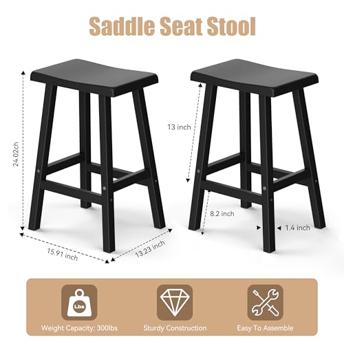 PatioZen Set de 2 Butacos Modernos de Resina Negro, Resistente al Agua y Rayos UV, para Interior y Exterior, 24 pulgadas miniatura 3