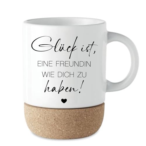 Manufaktur Liebevoll Freundin Tasse Geschenk Glück Beste Freundin Tasse Spruch Kaffeetasse Geburtstagsgeschenk Freundin Keramik Kork Teetasse