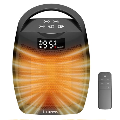 Portable Ceramic Space Heater 1500W, Fast Heating, Digital Display with Touch Controls, Built-in Handle, Overheat and Tip-Over Protection, Ideal for Home, Bedroom, and Office Heating