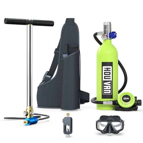 HOUVAN H400 Mini Scuba Tank 1.0L Scuba Tank Up to 20 Minutes Underwater Breathing Portable Diving Tank with On-Off Valve Reusable Pony Bottle for Underwater Exploration Emergency/Recreation,D-G