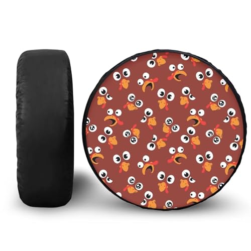 Image of Thanksgiving Turkey Face Spare Tire Cover PU Leather, Fit for SUV Truck Travel Trailer Camper 14 inch,15 inch,16 inch,17 inch,18 inch, Weatherproof Wheel Protection Tire Cover, 14 inch for Tire Diameter 23.6 inch-27.5 inch
