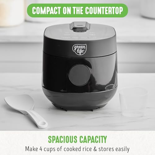 image for GreenLife 4-Cup Digital Rice Cooker, PFAS & PFOA-Free Removable Cerami