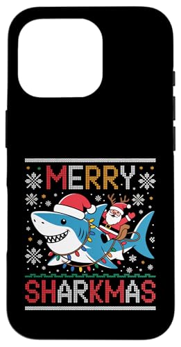 Merry Sharkmas AO[Z[^[ T^ CfBO V[N Cgt X}zP[X iPhone 16 Pro p