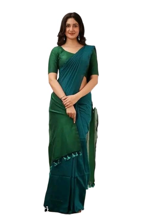 Smriti's Dual Color Colorful Pallu Solid Handloom saree-image-1