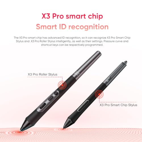 XPPen X3 Pro Roller Stylus with a Scroll Wheel and Dual Shortcut Keys, Battery-free Stylus Pen with 16K Pressure Levels for Artist 22 Plus, Artist Pro 14/16(Gen 2) and Deco Pro(Gen 2) Drawing Tablet - Image 6