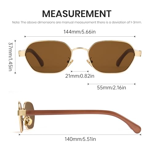 Cyxus Vintage Metal Sunglasses for Men and Women Retro Old Money Style UV Protection Classic Oval Frame Shades 1283 6