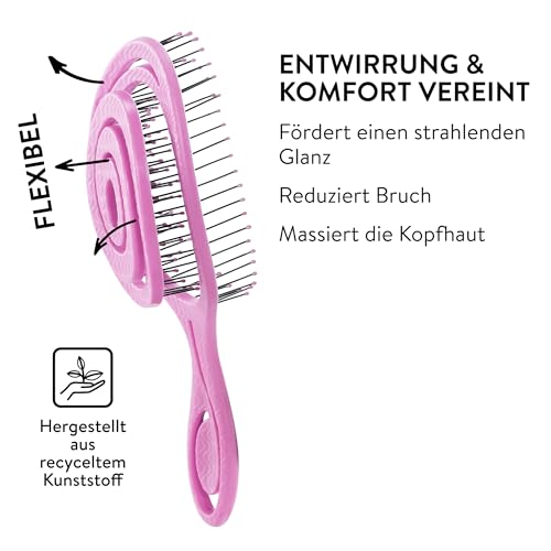 Chiara Ambra Haarbürste ohne Ziepen - Bürste für Damen und Herren - Entwirrbürste auch für Locken & Lange Haare - Nachhaltige Detangler Bürste Haarbürsten - Rosa