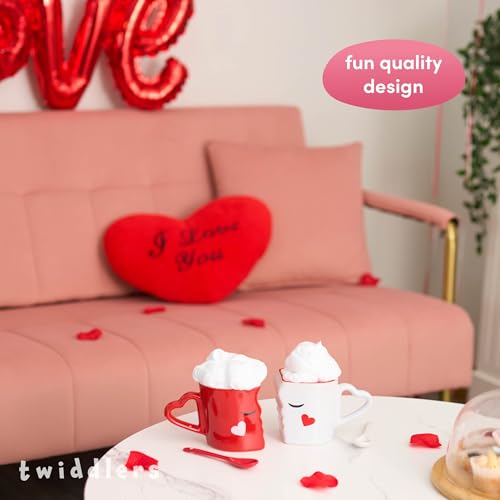 Miniatura 8 de The Twiddlers Juego De Tazas Besos Con Caja De Regalo, Tazas Grandes A Juego Para El Día De San Valentín, Aniversarios, Esposo Y Esposa, Gres Cerámico Sin Virutas - 8 X 9 Cm