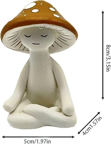 Meditation Mushroom Statue - Cute Small Resin Decor