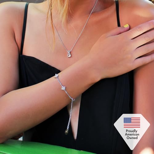 Cate & Chloe Adeline 18k White Gold-Plated Adjustable Chain Bracelet with Cubic Zirconia Crystals for Women, Fashion Jewelry for Women, Elegant Gift for Her on Christmas, Birthday — view 6
