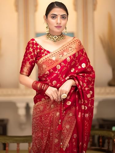Image of Yashika Women's Pure Kanjivaram Silk Saree Soft Banarasi Style Wedding With Blouse Piece | Saree For Women | New Sari
