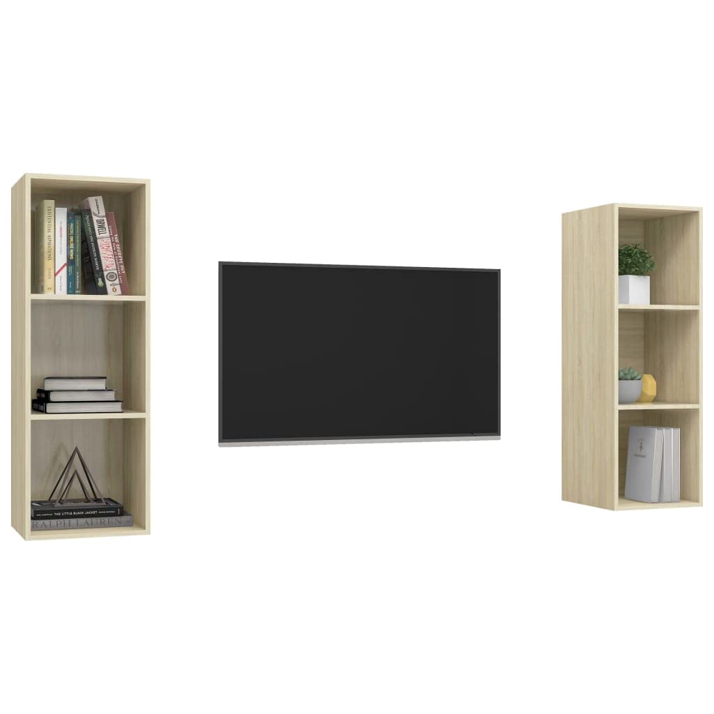 Pojemne wiszące szafki TV z dębu sonoma zestaw 2 sztuk 37x37x107 cm