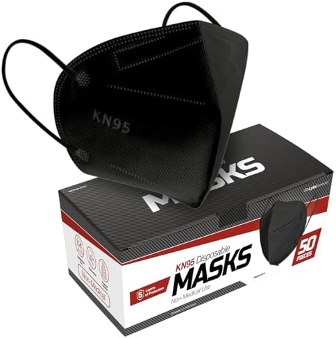 Lyka Distribution KN95 Face Masks - 50 Pack - 5 Layer Protection Breathable KN95 Face Mask with Comfortable Elastic Ear Loop