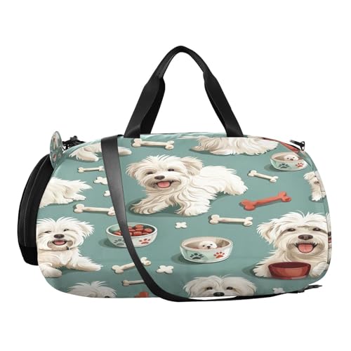 YETTASBIN Sport Travel Duffel Bag for Girls Boys, Cute Dog Large Waterproof Weekender Overnight Bag, Detachable Shoulder Strap Gym Bag with Shoe Compartment & Wet Pocket2