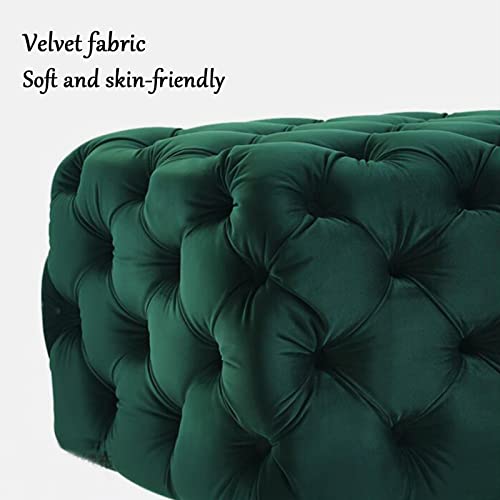 Pouf velours rose capitonné 70 cm pour sublimer votre entrée chic - 6