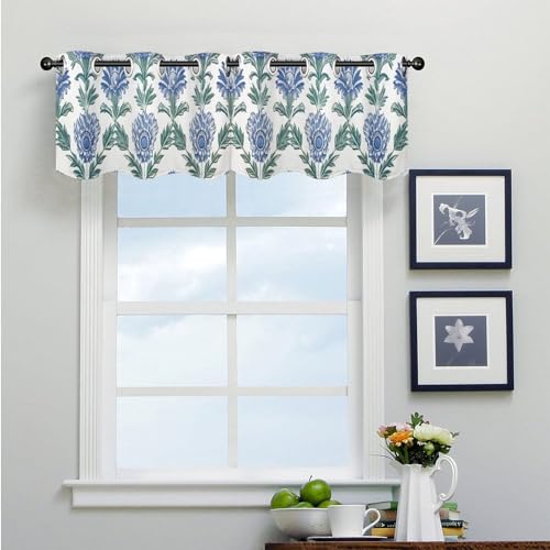 Cortinas de estilo étnico con flores azules para decorar tu cocina con elegancia 4