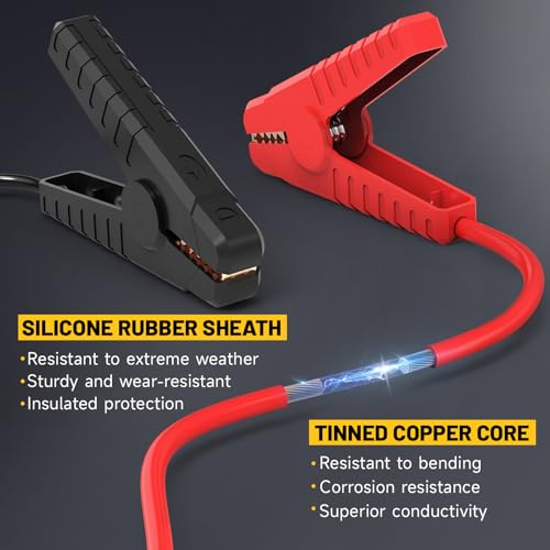 Jumper Cable Clamps Compatible with DeWalt 20V Battery, 5.9FT 8AWG Portable Battery Jumper Starter Automotive Booster Cables for Jump Starting Using Tool - Thumbnail 3