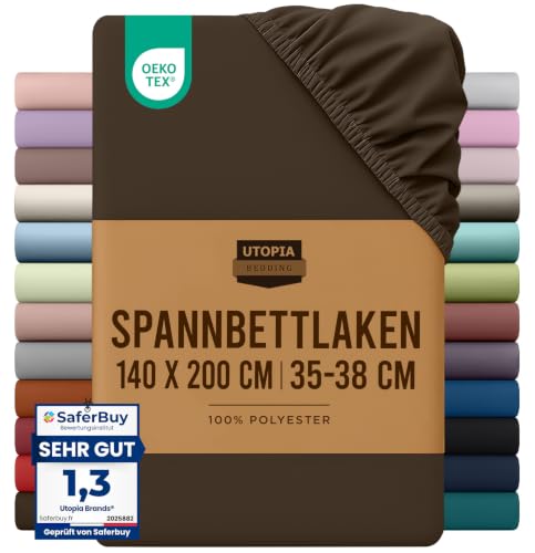 Utopia Bedding - Spannbettlaken 140x200cm - Braun – Ansicht 1