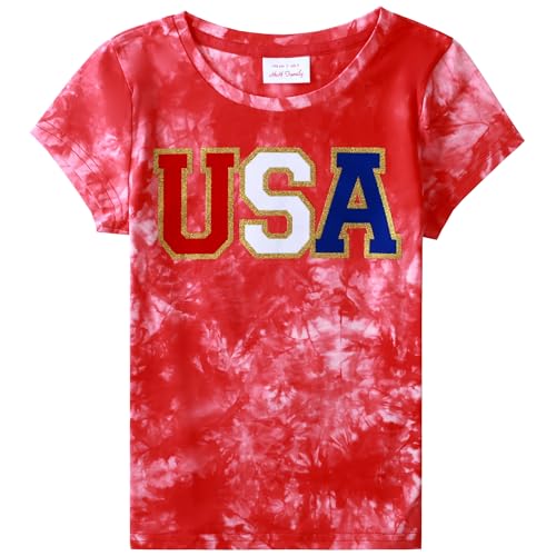 Image of 4th of July Shirts for Girls Patriotic American Flag Kids Clothing