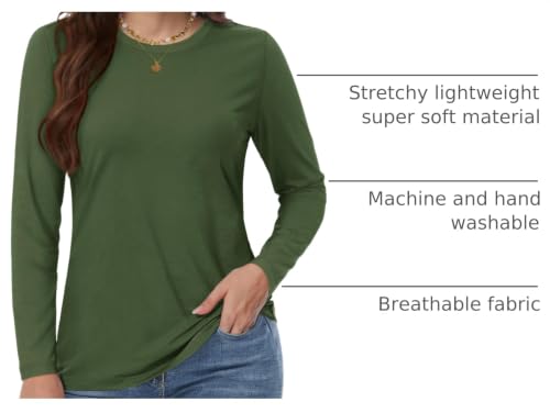 Image of YUCOLEN Long Sleeve Shirts for Women Cotton Crew Neck Casual Tops Fall