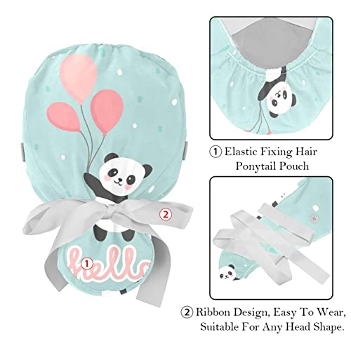 Chapeaux bouffants Panda et casquettes de travail ajustables JDEZ x2