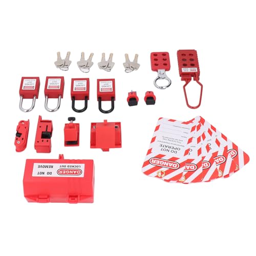 FOSA Electrical Lockout Tagout Kit, Circuit Breaker Lockout, Safety Locks with Hanging Tags Keys and Storage Bag for to Manage Electrical Equipment, fosa3ow1tr8ymp