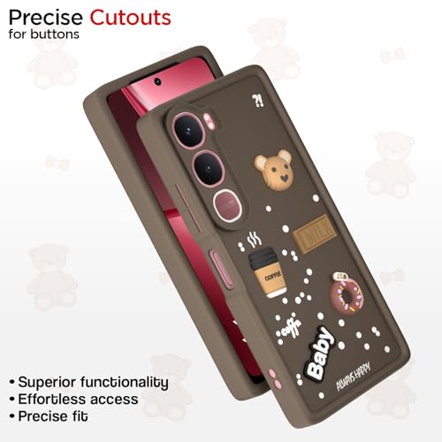 Image of Amazon Basics Back Cover for Vivo Y31 5G | Cute Fun Cartoon 3D Bear Silicone Full Body Protection Bumper case (Brown)