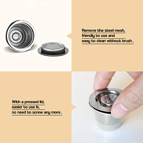 MG Coffee Refillable capsules Fit for Nespresso refillable capsule reusable in Stainless Steel Coffee Capsules Compatible with Nespresso Machines (Silver round capsule+Tamper)