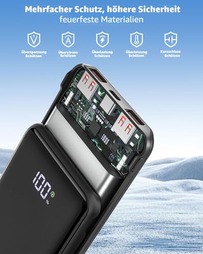Power Bank 20000 mAh, 22,5 W Schnellladung PD3.0 QC4.0, USB‑C EIN‑ & Ausgang, tragbarer Akku… – Ansicht 6