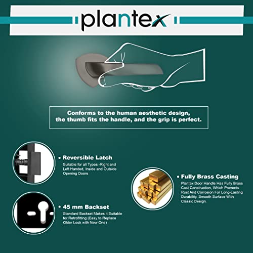 Image of Plantex Fully Brass Door Lock with 3 Years of Warranty /Main Door Lock for Home /Mortise Lock for Door - Main Door Lock Set (Sumer-3058, Satin Black)