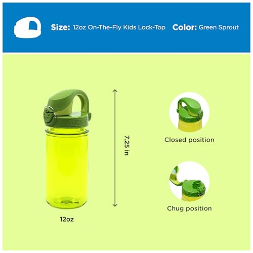 Image of Nalgene Kids' 12 oz On The Fly Lock-Top Water Bottle, Green Sprout