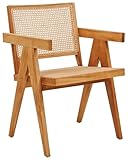 No requiere montaje Beliani Silla de Comedor de Caoba Natural Madera Clara ratán Respaldo Westbrook
