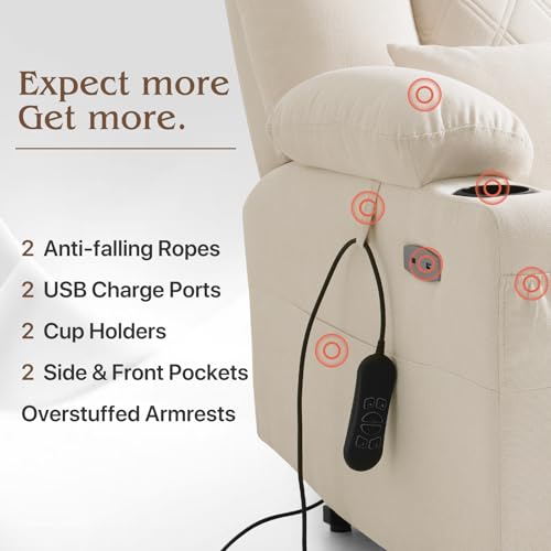 Image of Triple Motor Power Lift Recliner Chair for Elderly, Adjustable Headrest