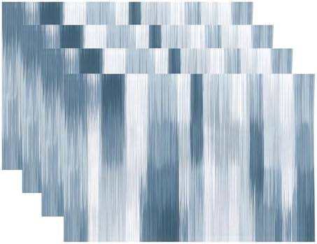 Scandinavian Aesthetic Minimalist Placemats, Blurred Ikat Texture Stripes Place Mats for Dining/Kitchen Table Waterproof Washable Linen Heat Insulation Dinner Table Mats 12×18 in 4 PCS Scandinavian Aesthetic Minimalist Placemats, Blurred Ikat Texture Stripes Place Mats for Dining/Kitchen Table Waterproof Washable Linen Heat Insulation Dinner Table Mats 12×18 in 4 PCS