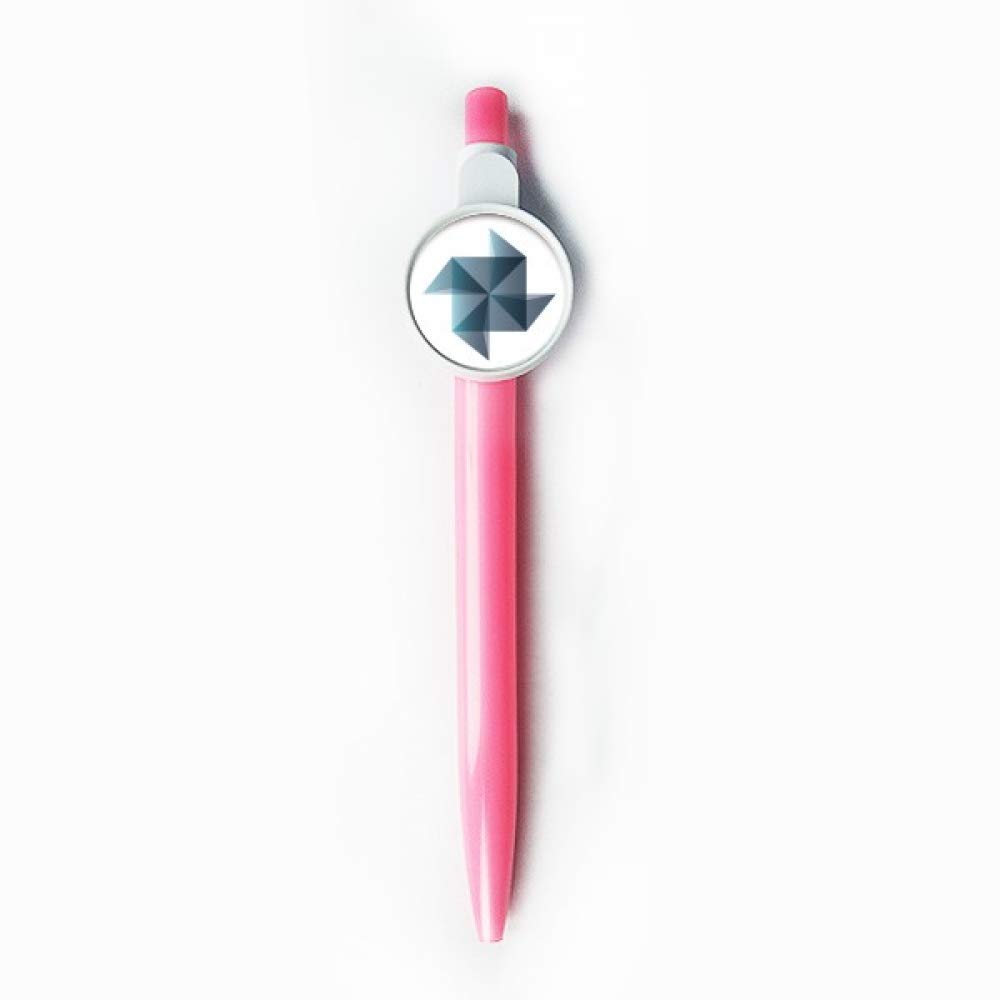 Stylo à bille rétractable bleu moulin à vent écriture géométrique