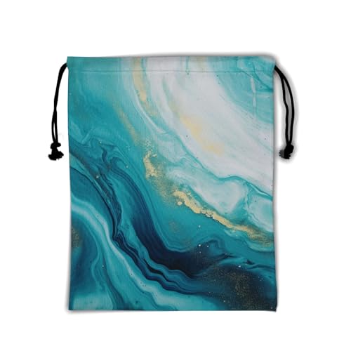 Image of Nerxy Teal White Marble Texture Drawstring Gym Bag - Marble Grip Bag for Gymnasts, Travel, Sports