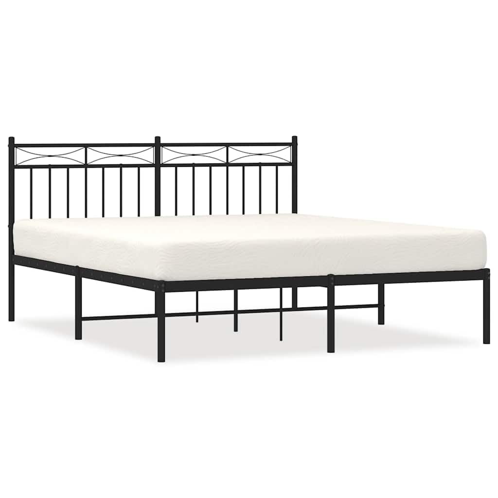 Giroletto con Testiera in Metallo Nero 150x200 cm Letto Singolo con Contenitore Matrimoniale con Imbottita Struttura in Nero con con Testiera 150x200 Singolo Matrimoniale in Letto con Contenitore