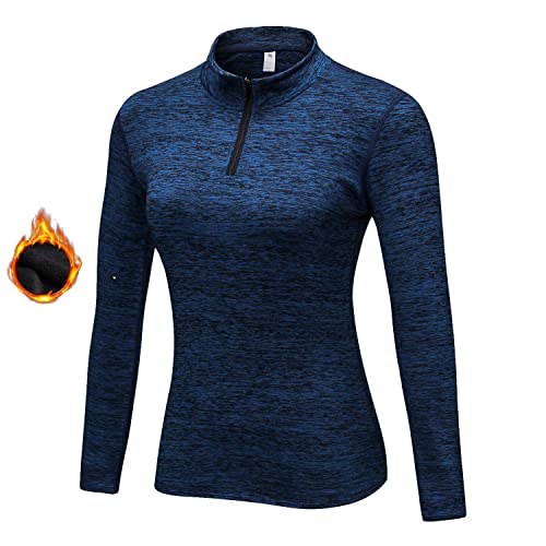 WOWENY Fleecepullover Damen 1/4 Zip Funktionsshirt Fleece warm Laufshirt...