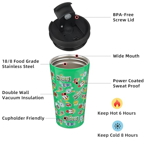 Image of BJPKPK 18 oz Coffee Tumbler with Straw, Insulated Stainless Steel Cup