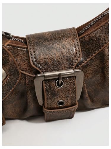 Image of GORGLITTER Women's Y2k Shoulder Bag Buckle Western Vintage Hobo Pu Leather Handbags with Coin Purse
