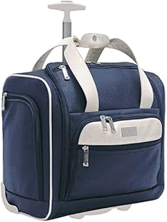 Nicole Miller Underseat Luggage Collection - Small Lightweight 15 Inch Under Seat Bag - Briefcase for Women - Carry On Suitcase with 2- Rolling Spinner Wheels (Ivory)