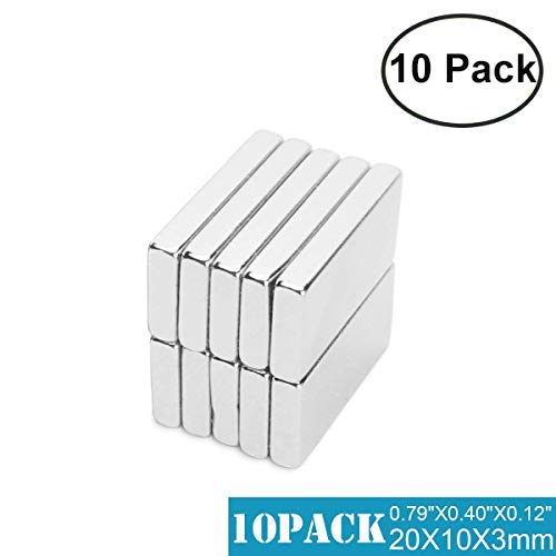 Rechteckig Starke Neodym Magnete, 10 Pcs N42 magnete für magnettafel, Stark Seltene Erden Magnete kühlschrank magnete - 20mmX10mmX3mm (10PCS)
