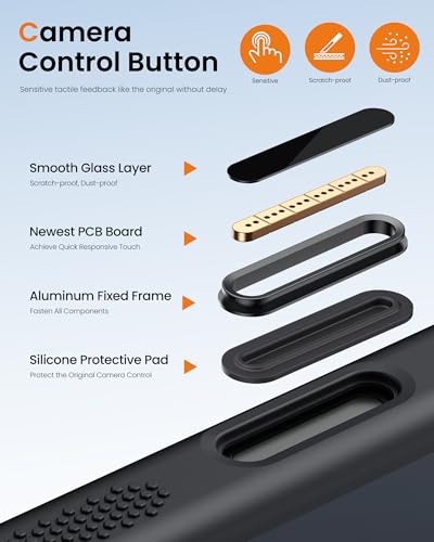 Image of Vihibii for iPhone 17 Pro Cover with Stand & Camera Control, [Compatible with Magsafe], Full-Cover Lens Protection, Rugged Hard Back & Silicone Edge, Non-Slip Translucent Slim Case, 6.3 inch 2025, Black