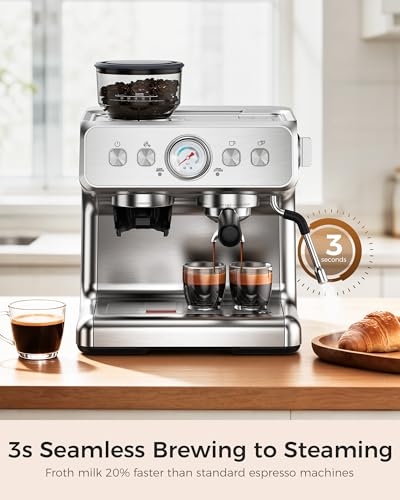Image of Kndko Dual Boiler Espresso Machine-Simultaneous Coffee & Steam, 20 Bar Espresso Coffee Machines with Grinder, Professional Expresso Coffee Maker for Home, Coffee Shop, Small Cafe